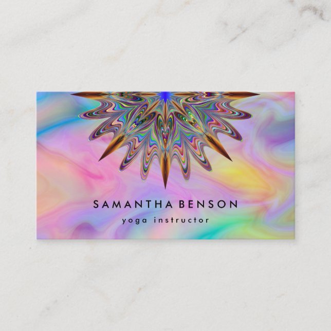 Elegant Water Colour Lotus Flower Logo Yoga Business Card (Front)