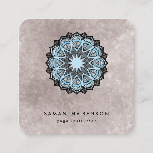 Elegant Water Colour Lotus Flower Logo Yoga  Squar Square Business Card (Front)