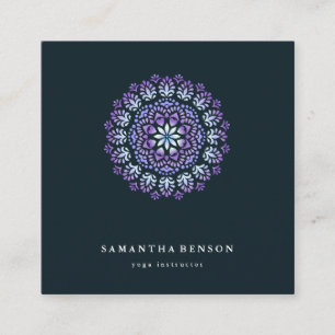 Elegant Water Colour Lotus Flower Logo Yoga Square Business Card