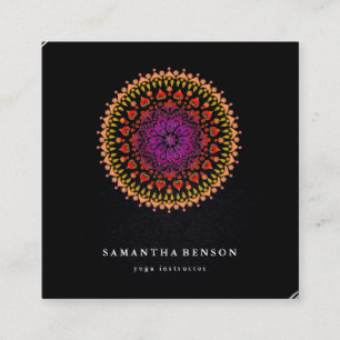 Elegant Water Colour Lotus Flower Logo Yoga Square Business Card
