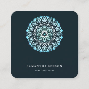 Elegant Water Colour Lotus Flower Logo Yoga Square Business Card