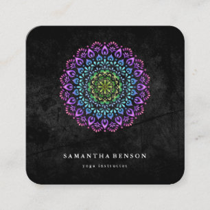 Elegant Water Colour Lotus Flower Logo Yoga  Square Business Card