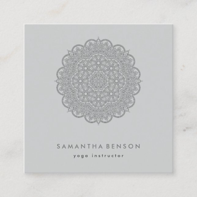 Elegant Water Colour Lotus Flower Logo Yoga  Square Business Card (Front)