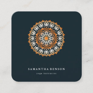 Elegant Water Colour Lotus Flower Logo Yoga Square Business Card