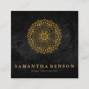 Elegant Water Colour Lotus Flower Logo Yoga  Square Business Card