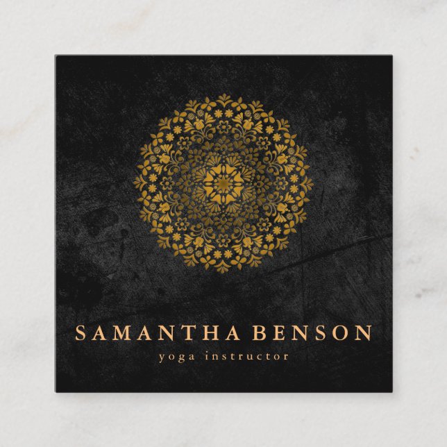 Elegant Water Colour Lotus Flower Logo Yoga  Square Business Card (Front)