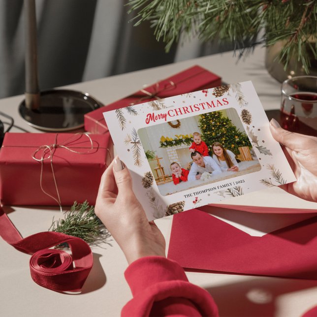 Elegant Water Colour Pastel Winter Photo  Holiday Card (Creator Uploaded)