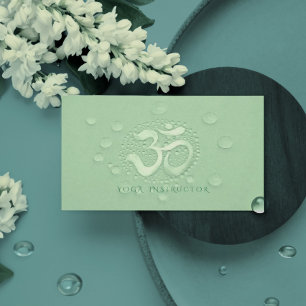 Elegant Water Drops with OM Symbol YOGA Instructor Business Card