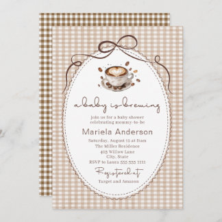 Elegant Watercolor a baby is brewing coffee brawn  Invitation