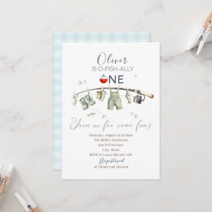 Elegant Watercolor A  little fisherman one birthda Invitation