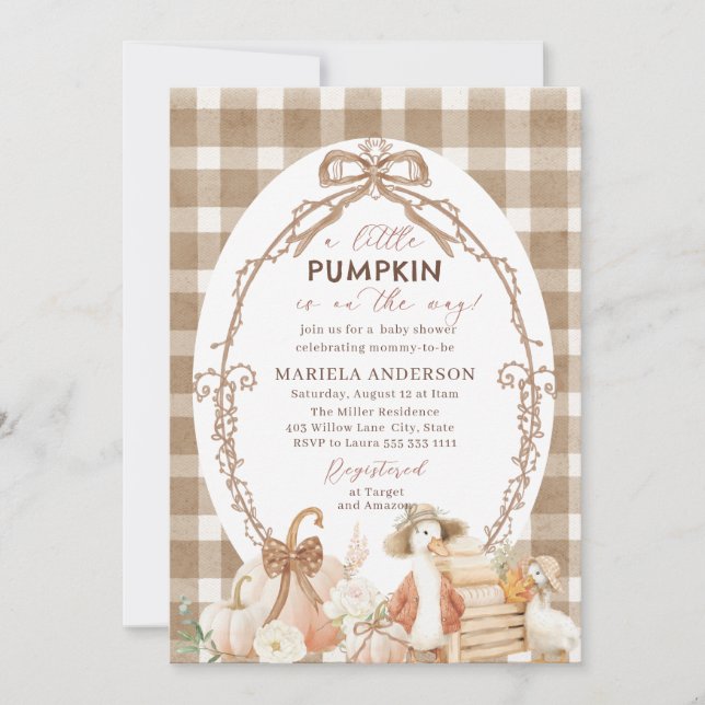 Elegant Watercolor A  little pumpkin is Invitation (Front)