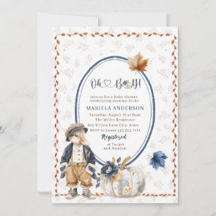 Elegant Watercolor A  little pumpkin oh boy  Baby  Invitation