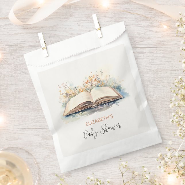 Elegant Watercolor A New Chapter Baby Shower Favour Bags (Clipped)
