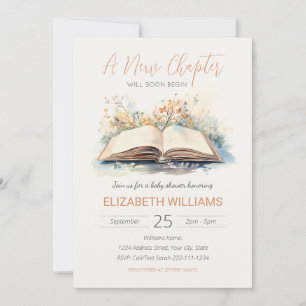 Elegant Watercolor A New Chapter Baby Shower Invitation