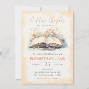 Elegant Watercolor A New Chapter Baby Shower Invitation