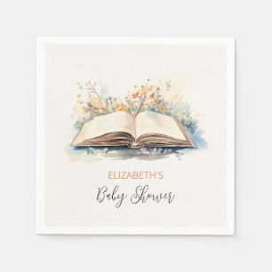 Elegant Watercolor A New Chapter Baby Shower Napkin
