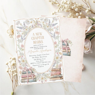 Elegant Watercolor a new chapter begin Pink flower Invitation