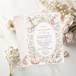 Elegant Watercolor A sweet little pumpkin   Baby S Invitation