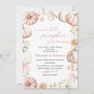 Elegant  Watercolor a sweet little pumpkin Baby Sh Invitation