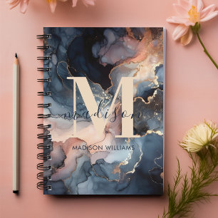 Elegant Watercolor Abstract Marble Monogram Planner