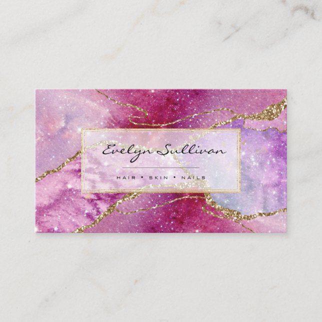 elegant watercolor agate business card (Front)