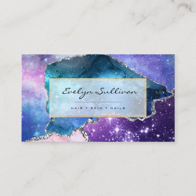 elegant watercolor agate design business card (Front)