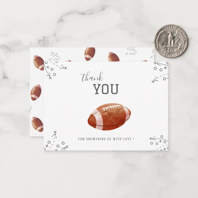 Elegant Watercolor american football boy  Baby sho Card (Front/Back In Situ)