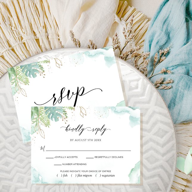 Elegant Watercolor and Airy Greenery RSVP Card (Creator Uploaded)