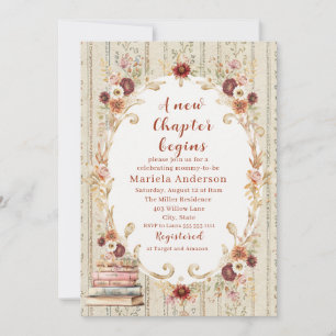 Elegant Watercolor  anew chapter begins sweet litt Invitation