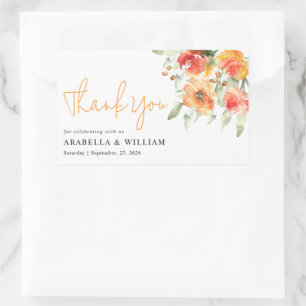 Elegant Watercolor Apricot Floral Rectangular Sticker