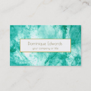 Elegant  Watercolor Aqua Blue Gold Professional Business Card