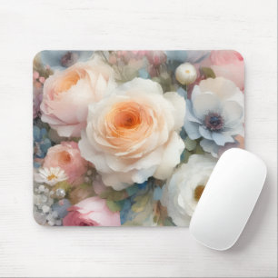 Elegant Watercolor Aquarell Art Flowers Roses Mouse Mat