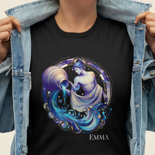 Elegant Watercolor Aquarius Zodiac Custom  T-Shirt