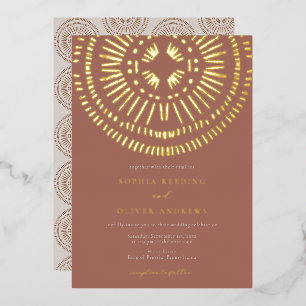 Elegant Watercolor Art Deco Tropical Wedding Foil 