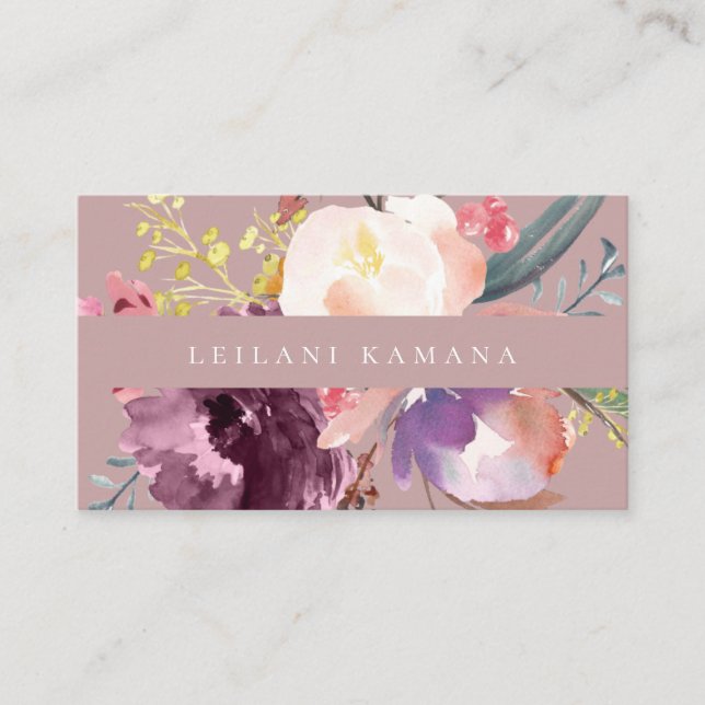 Elegant Watercolor Artsy Floral Business Card (Front)