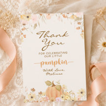 Elegant Watercolor Autumn Floral Little Pumpkin