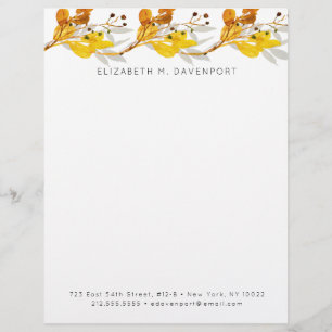 Elegant Watercolor Autumn Foliage Letterhead