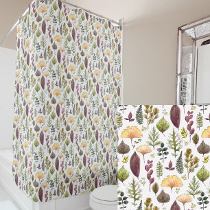 Elegant watercolor autumn leaves off white  shower curtain