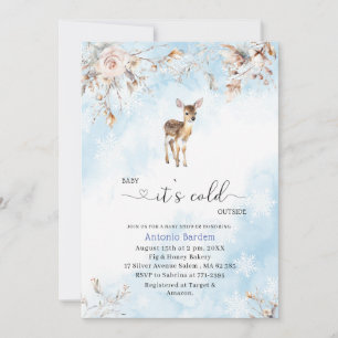 Elegant Watercolor Baby it`s cold outside Baby sh Invitation