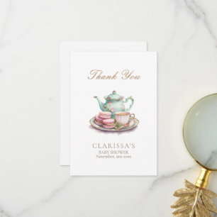 Elegant Watercolor Baby Shower Tea Party Thank You Card