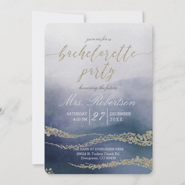 Elegant Watercolor Bachelorette Party Invitation (Front)