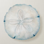 Elegant Watercolor Beach Art Sand Dollar Round Cushion<br><div class="desc">Create your own unique watercolor sand dollar pillows! The nautical artwork illustrated by Raphaela Wilson features a beautiful sand dollar shell on both the front and backside of these modern beach pillows. Keep the coastal artwork, or, simply upload your own photo if you like on one of the cushion sides,...</div>