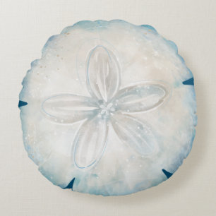 Elegant Watercolor Beach Art Sand Dollar Round Cushion