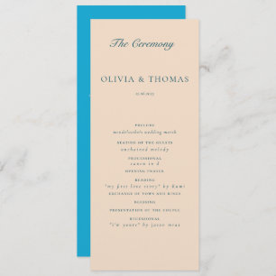 Elegant Watercolor Beach Blue Wave Classic Wedding Programme
