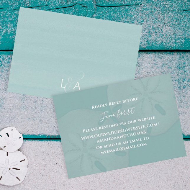 Elegant Watercolor Beach Sand Dollar Via Website RSVP Card (Creator Uploaded)