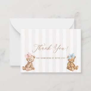 Elegant Watercolor Bear Gender Reveal Baby shower Card