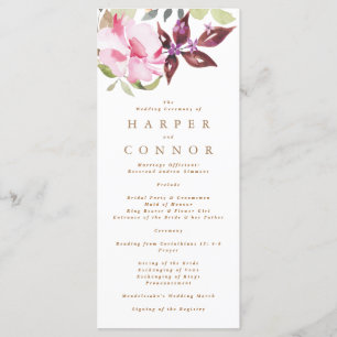 Elegant Watercolor Beautiful Wedding Programme
