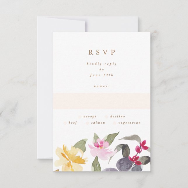 Elegant Watercolor Beautiful Wedding RSVP (Front)