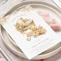 Elegant Watercolor Beige & Gold Baby Shower