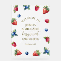Elegant Watercolor Berry Sweet Baby Shower Welcome